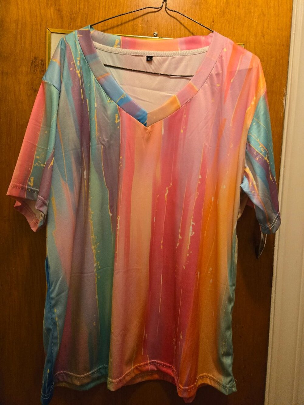 Rainbow striped top XL